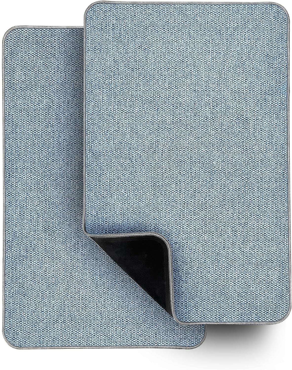 Bath Mat,Ultra Thin Bathroom Rugs,Rubber Bath Mats for Bathroom,No Slip Bath Rugs,Quick Dry,Machine Washable,Low Pile,Absorbent,Shower Outside,Sink,Home Decor Accessories.Blue,1'5"x2'3"(2 Pack)