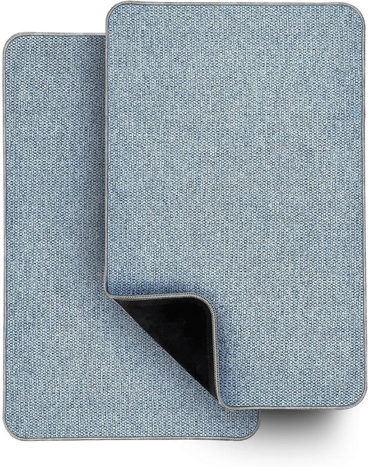 Bath Mat,Ultra Thin Bathroom Rugs,Rubber Bath Mats for Bathroom,No Slip Bath Rugs,Quick Dry,Machine Washable,Low Pile,Absorbent,Shower Outside,Sink,Home Decor Accessories.Blue,1'5"x2'3"(2 Pack)