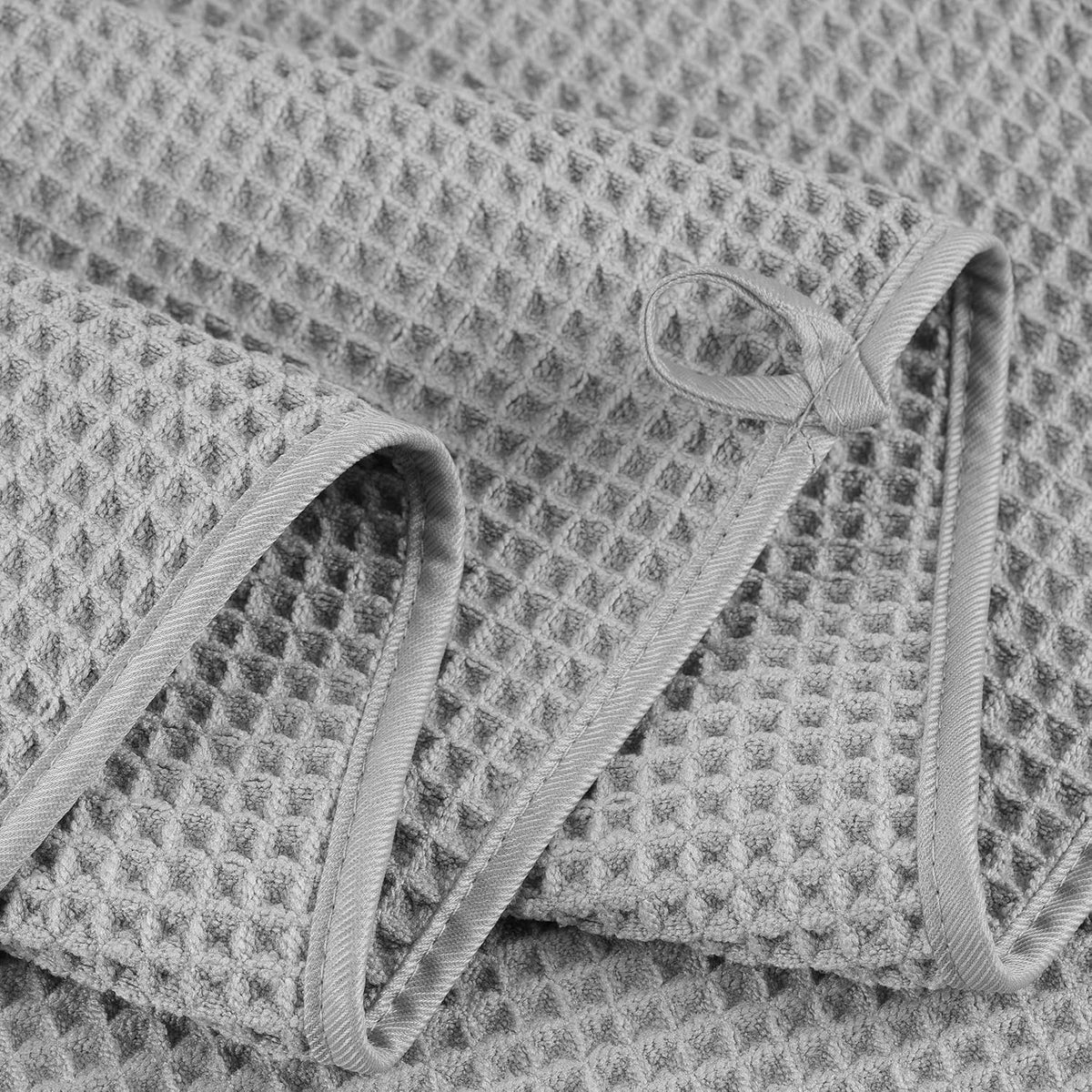 POLYTE Microfiber Oversize Quick Dry Lint Free Bath Towel, 60 x 30 in, 4 Pack (Waffle Weave)