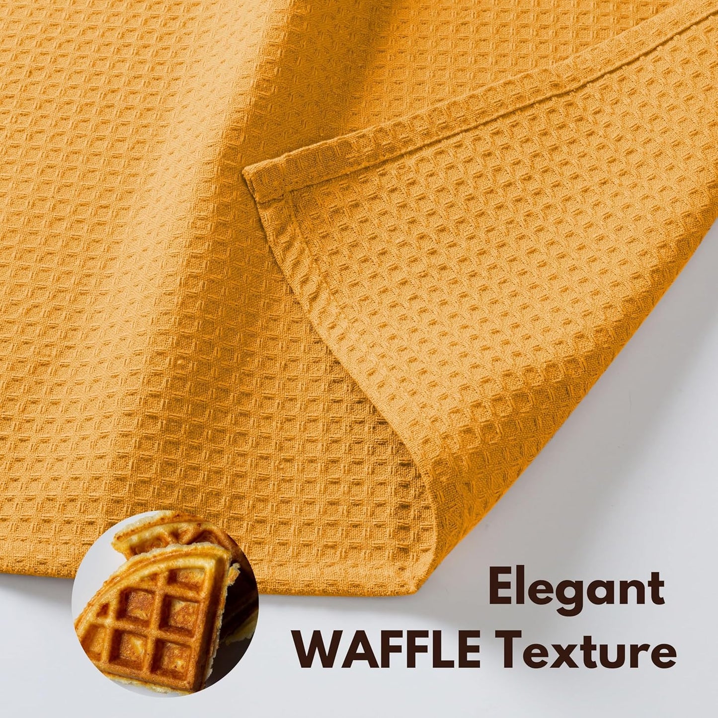 Native Fab Cotton Kitchen Towel with Hanging Loop 16x26 inches, 12-Pack, Waffle Weave Kitchen Towels for Cleaning Drying, Washcloths Soft & Absorbent Cloth Rags, Bar Towel, Dish Cloth, Mustard Yellow