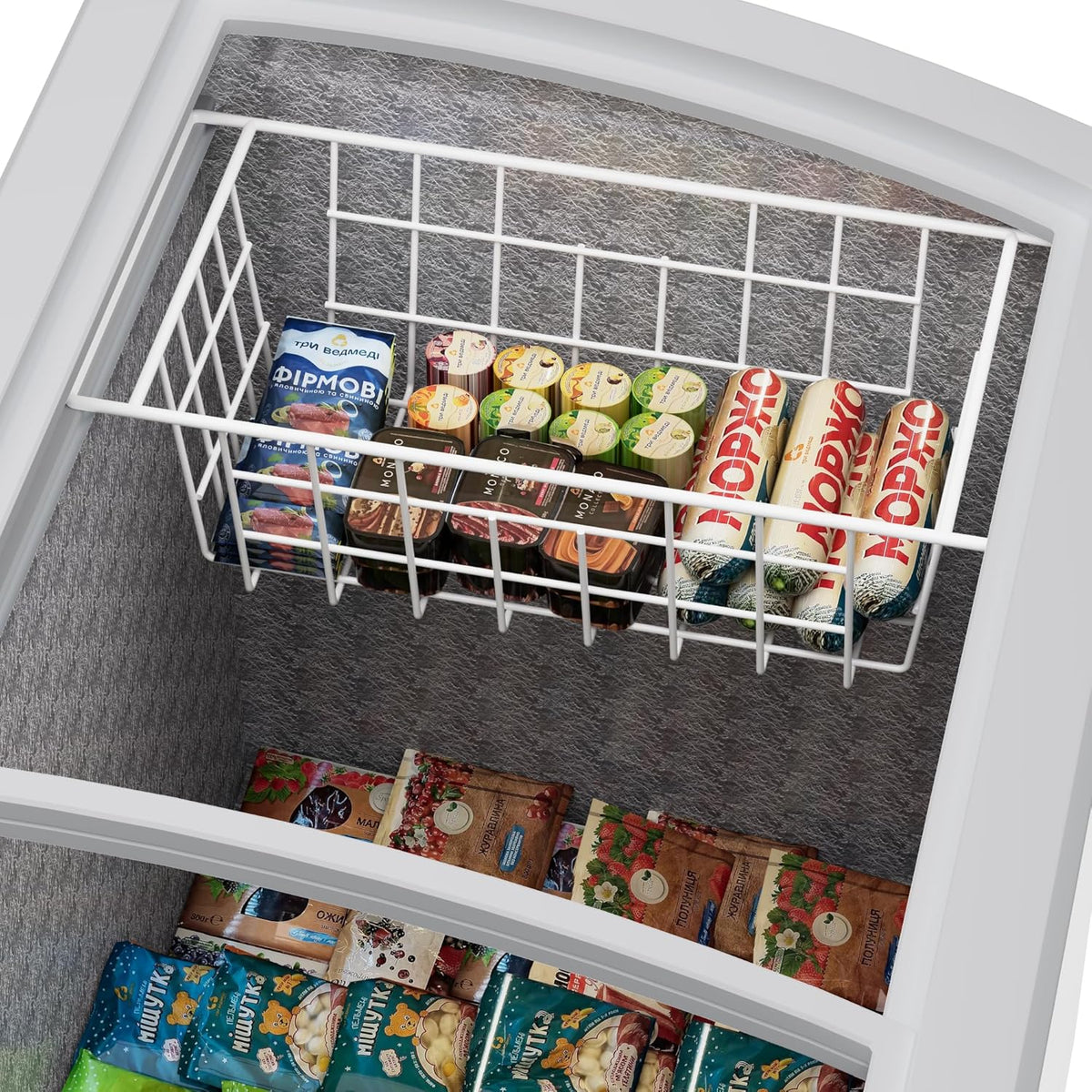 SANNO Chest Freezer Baskets Organizer, Deep Freezer Baskets Bin Sturdy Metal Wire freezer storage Organizer for Home Kitchen,16.5in
