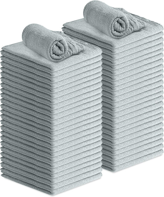 Avalon Towels Cotton Shop Rags – (Pack of 50) Size 12x14 Inches Cleaning Rags – Absorbent Shop Towels and Multipurpose Cleaning Towels for Automobiles, Industries, Garage and Homes (Grey)