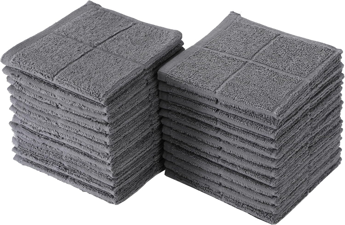 Glynniss Kitchen Dish Cloths Highly Absorbent Dish Rags 100% Cotton Wash Cloths for Washing Dishes (Grey, 24)