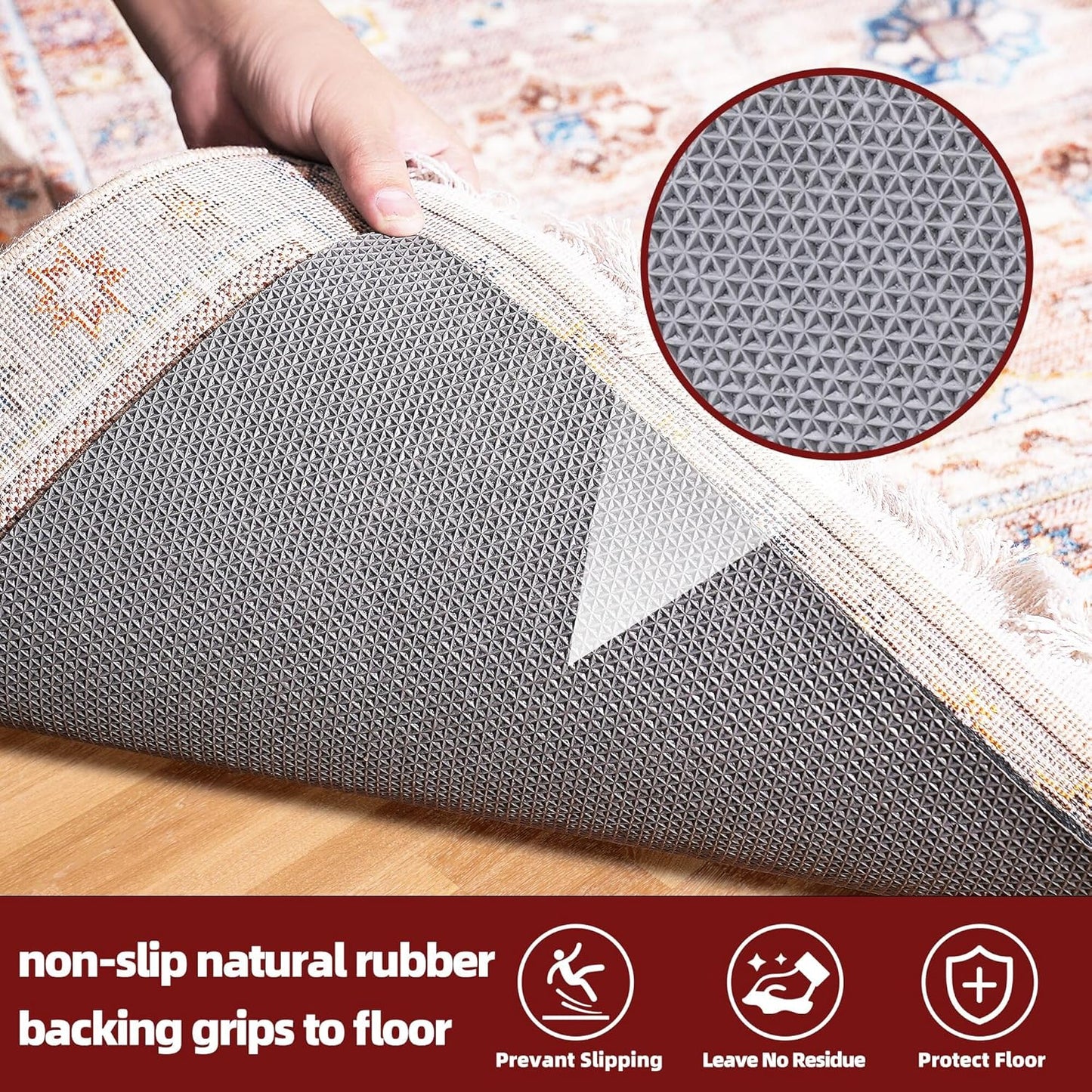 BAGAIL Felt and Natural Rubber Backing Rug Pads 1/8” Thick, Round 4 Feet Non Slip Rug Gripper Keep Rugs in Place, Under Area Rug Protective Cushioned Pads, Carpet Runners, Hardwood Floors Protection
