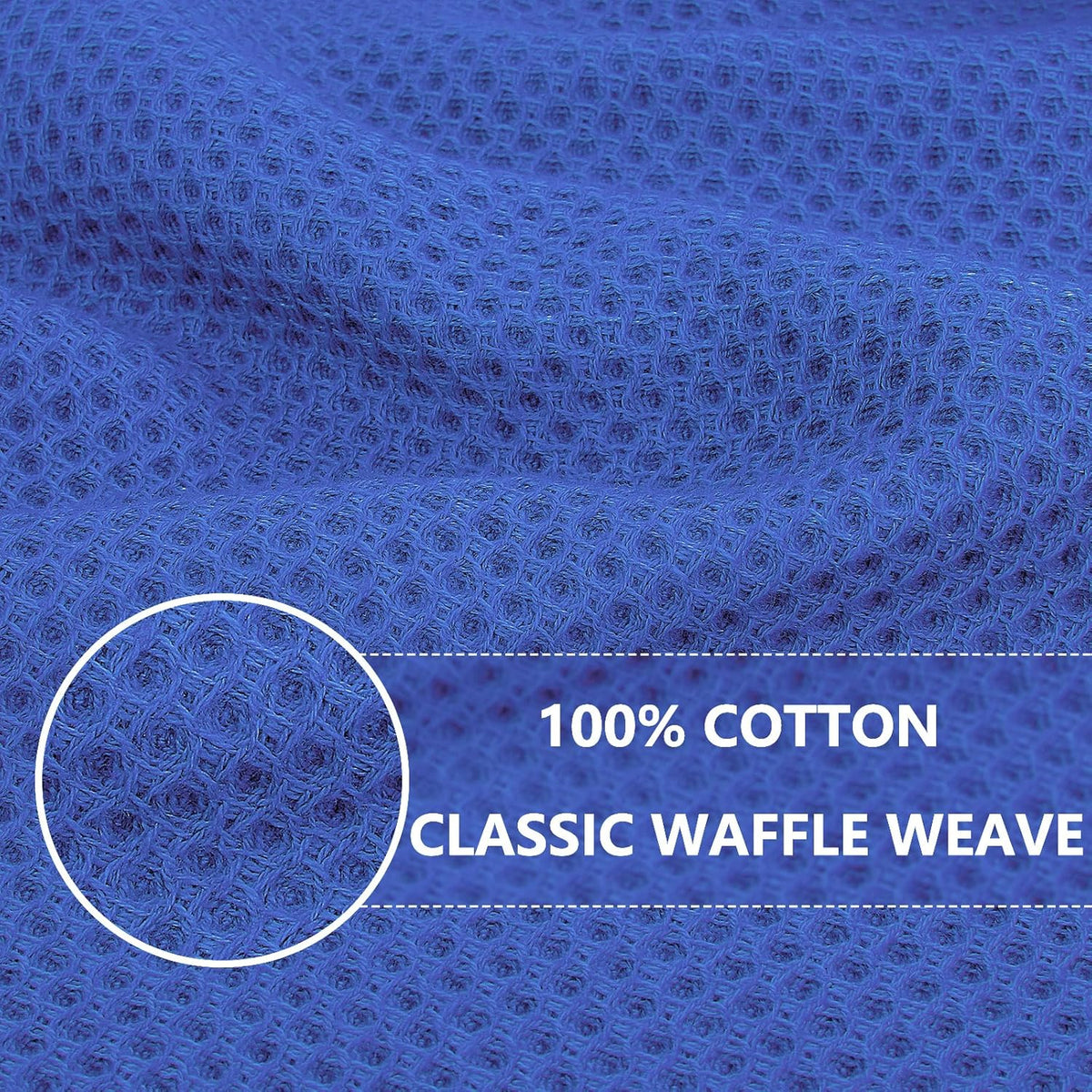 Homaxy 100% Cotton Waffle Weave Kitchen Dish Cloths, Ultra Soft Absorbent Quick Drying Dish Towels, 12 x 12 Inches, 8-Pack, Blueberry