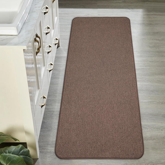 Bath Mat,Ultra Thin Bathroom Runner Rugs,Large Bath Mats for Bathroom,Quick Dry,Non-Slip,Machine Washable,Low Pile,Bath Rug,Shower Outside,Sink,Home Decor Accessories.Brown,1'5"x4'11"（17x59inch）
