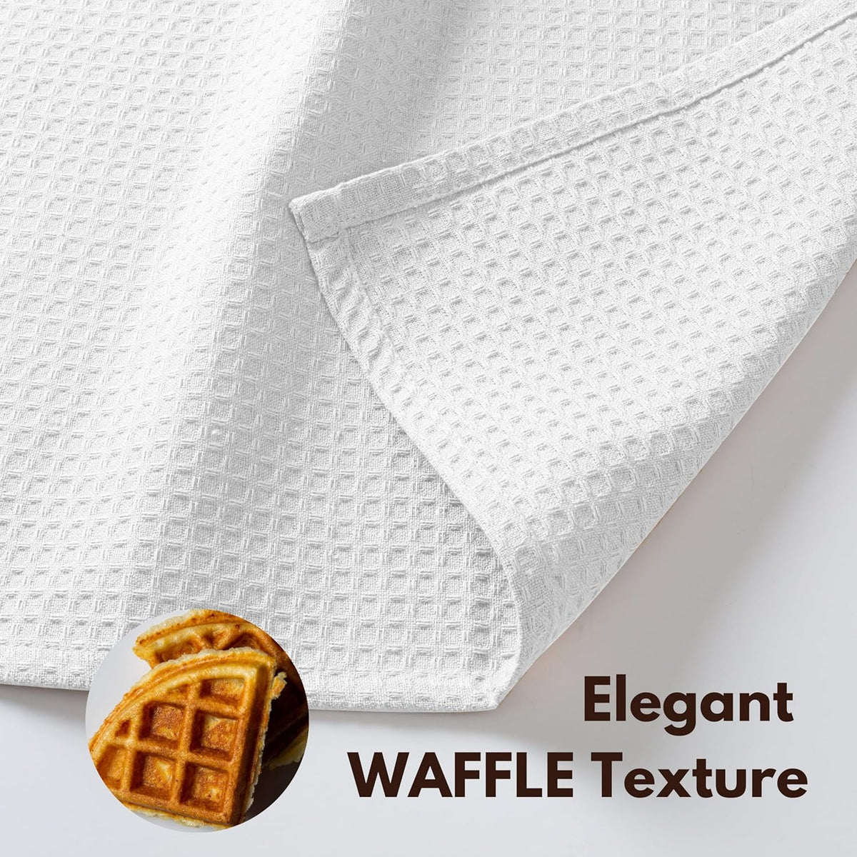 Native Fab Cotton Kitchen Towel with Hanging Loop 16x26 inches, 4-Pack, Waffle Weave Kitchen Towels for Cleaning Drying, Washcloths Soft & Absorbent Cloth Rags, Bar Towel, Dish Cloth, White