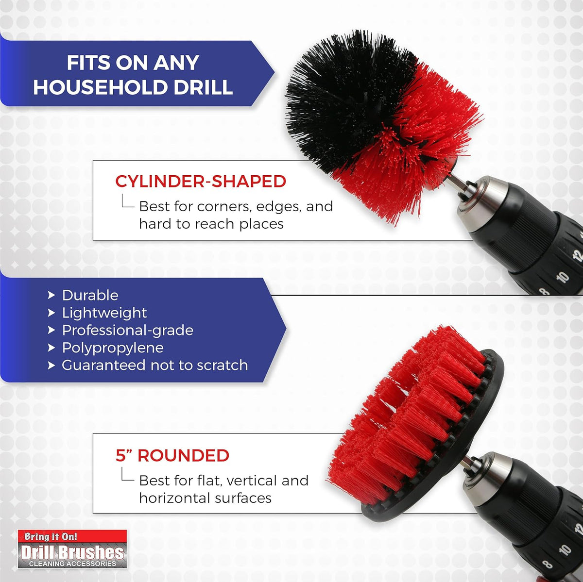 BRING IT ON! CLEANER Water Spot Remover Plus 2 Drill Brushes, Clean Tile, Cleaning Drill Scrub Brush, Cleaning Brush For Drill, Drill Brush Attachment (32 oz)
