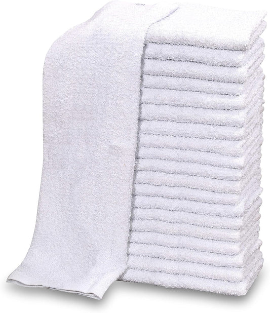 GOLD TEXTILES 36 PC New Cotton Blend White Restaurant Bar Mops Kitchen Towels 28oz (3 Dozen) (36, White)