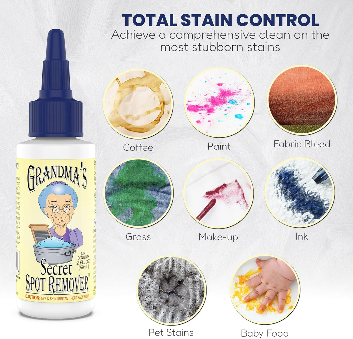 Grandma's Secret Spot Remover Laundry Spray - Chlorine, Bleach and Toxin-Free Fabric Stain Remover for Clothes - Removes Oil, Paint, Blood and Pet Stains - 2 Oz, 3 Pack