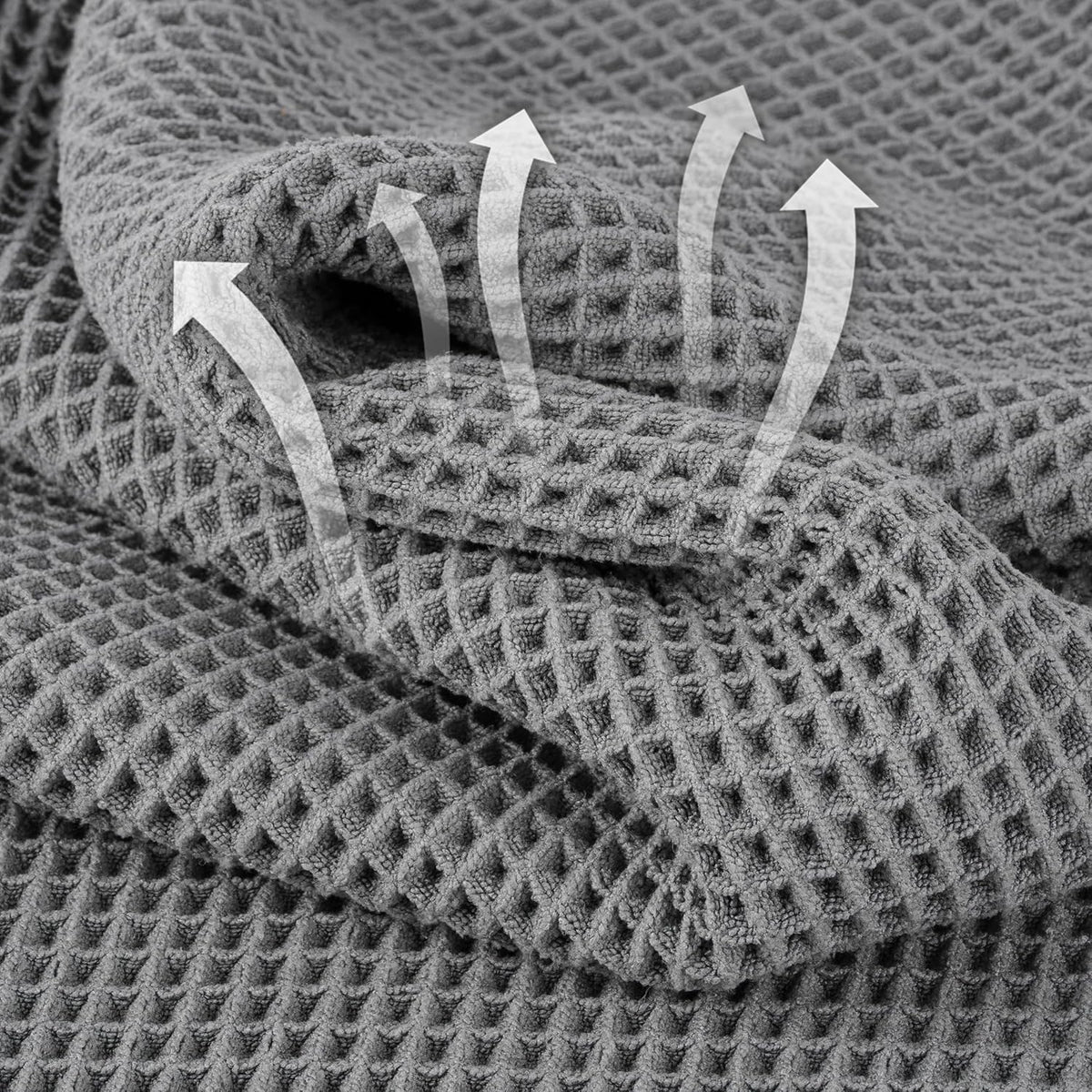 Microfiber Waffle Face Towels, 2 Pieces, Soft, Absorbent, Fast Drying, Lint Free (Gray)