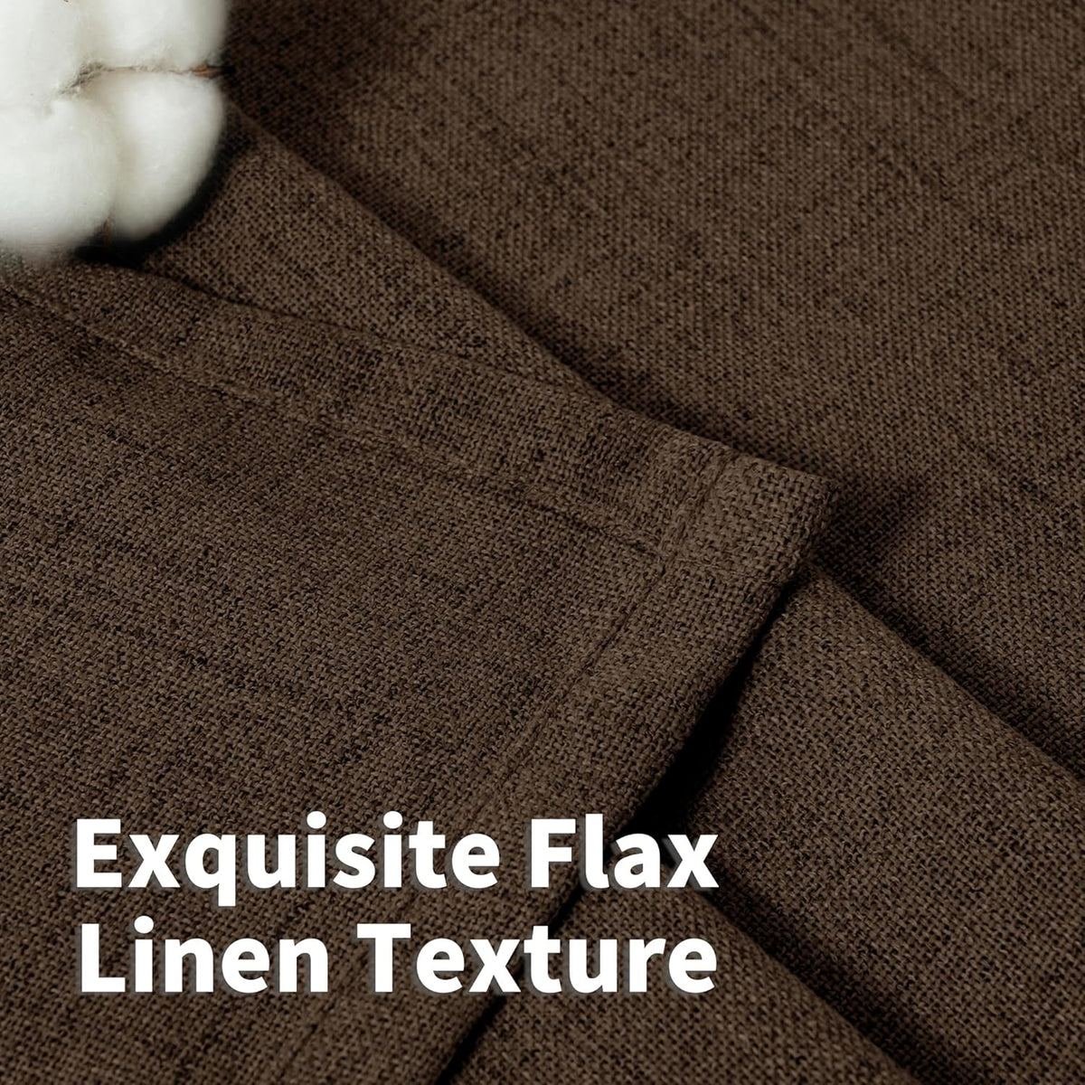 YoungsTex Brown Linen Curtains for Living Room 72 Inches Long, Semi Sheer Window Drapes with Back Tab Rod Pocket Light Filtering Lightweight for Bedroom Office Farmhouse, 2 Panel, 42 X 72 Inch