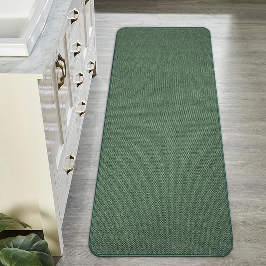 Bath Mat,Ultra Thin Bathroom Runner Rugs,Large Bath Mats for Bathroom,Quick Dry,Non-Slip,Machine Washable,Low Pile,Bath Rug,Shower Outside,Sink,Home Decor Accessories.Green,1'9"x3'11"（21x47inch）