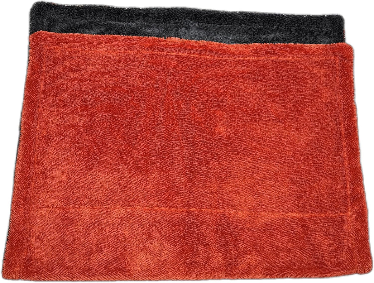 SOFTBATFY 1200 GSM 36" x 24"Dual Sided Microfiber Car Cleaning Drying Towel with Twist Pile, Super Absorbent, Scratch-Free, Machine Washable(Red-Grey)