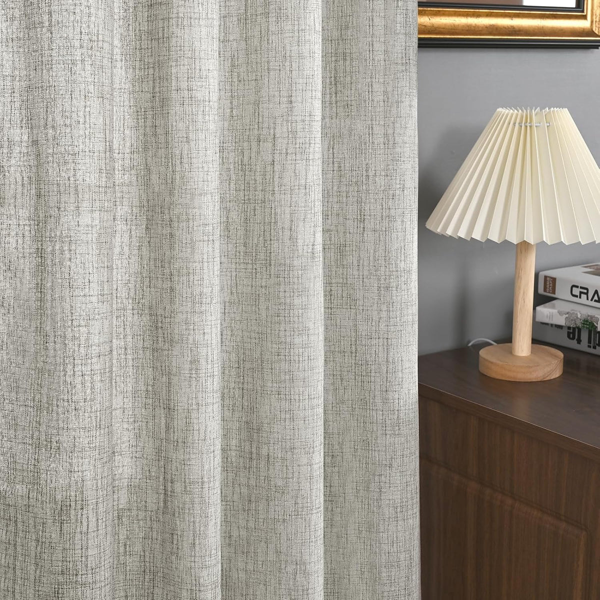 YoungsTex Dark Grey Linen Kitchen Curtains 40 Inches Long for Short Window, Semi Sheer Drapes with Rod Pocket Back Tab Light Filtering Privacy for Cafe Bathroom, 2 Panels, 42 X 40 Inch