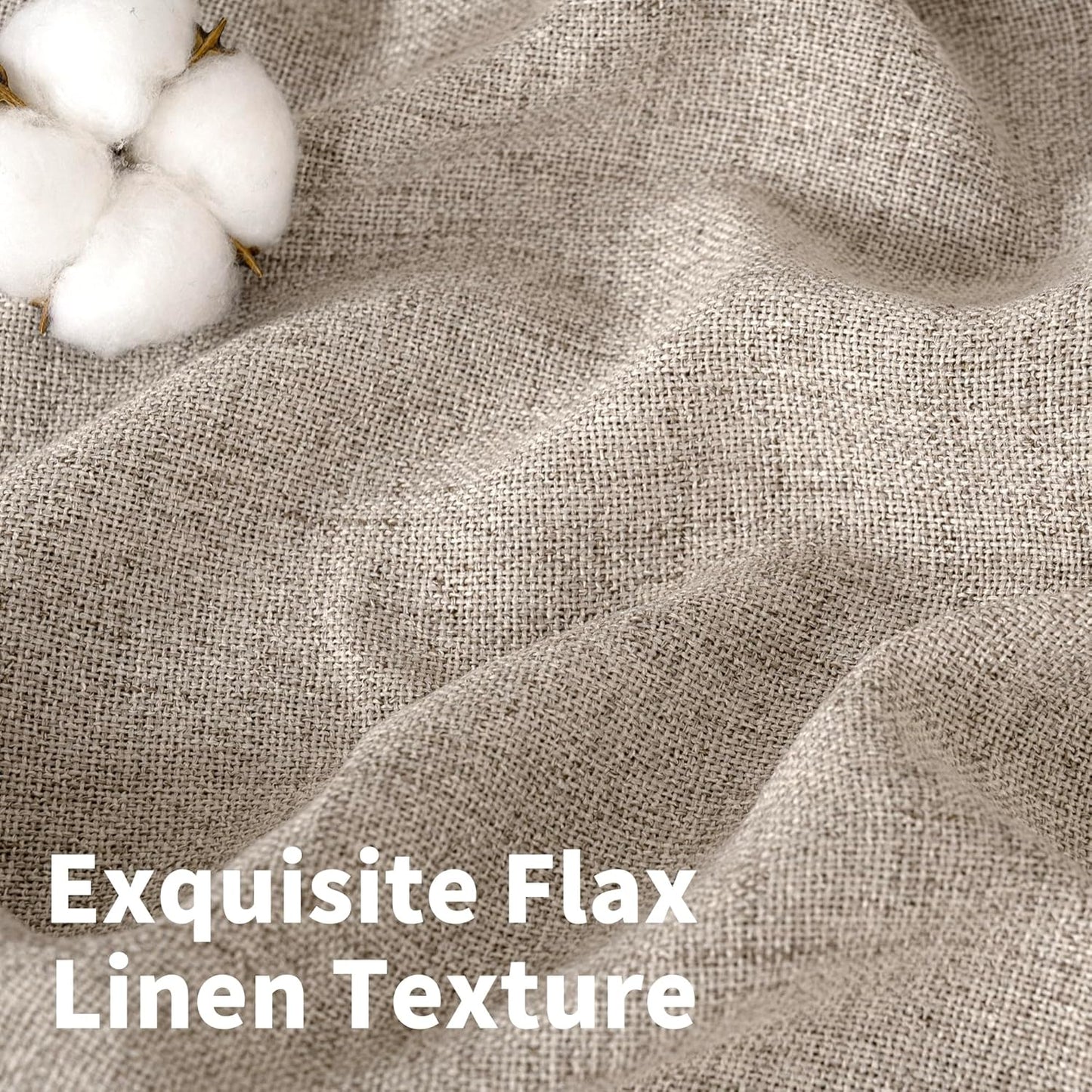 YoungsTex Linen Semi Sheer Curtains 95 Inches Long 2 Panels for Living Room, Textured Floor Length Drapes Light Filtering with Rod Pocket Back Tab for Bedroom, Dark Oatmeal,52 X 95 Inch