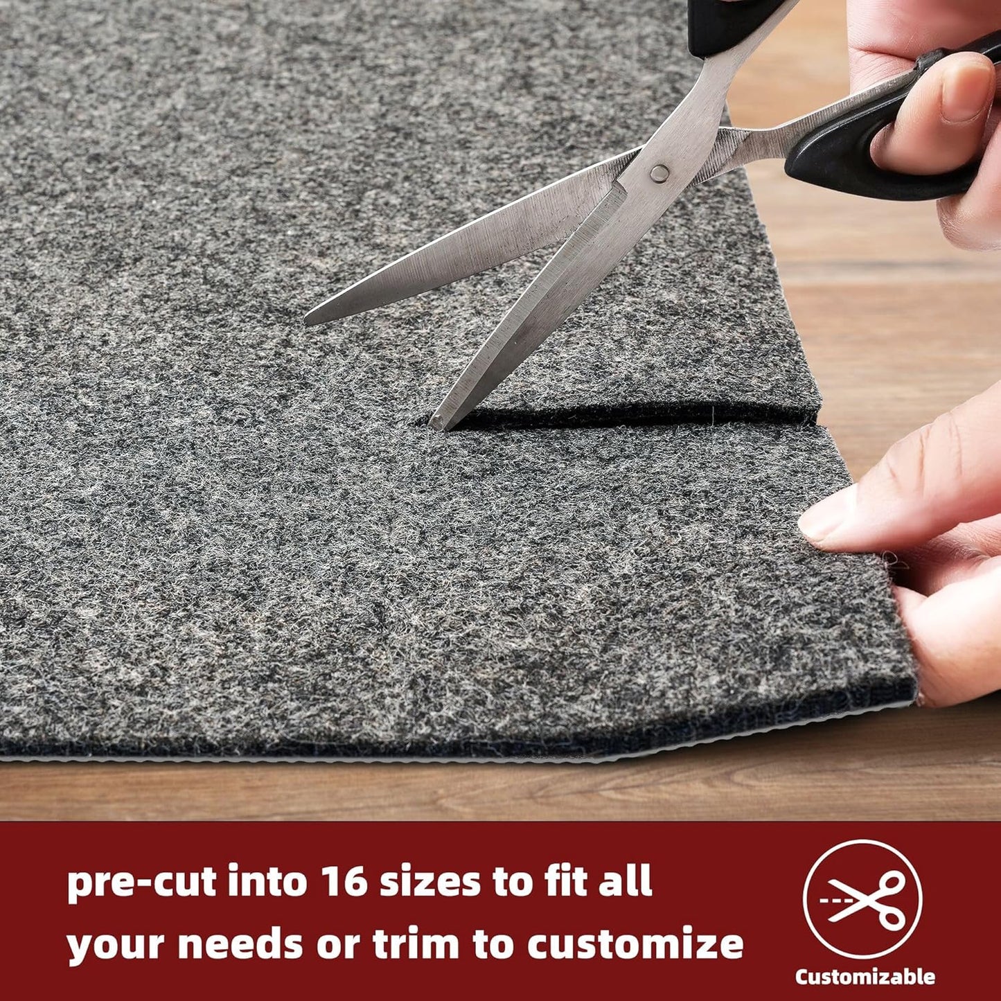 BAGAIL Felt and Natural Rubber Backing Rug Pads 1/8” Thick, 10 x 14 Ft Non Slip Rug Gripper Keep Rugs in Place, Under Area Rug Protective Cushioned Pads, Carpet Runners, Hardwood Floors Protection