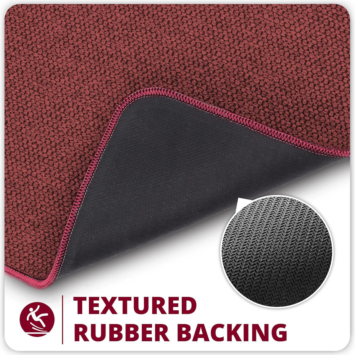 Bath Mat,Ultra Thin Bathroom Rugs,Rubber Bath Mats for Bathroom,No Slip Bath Rugs,Quick Dry,Machine Washable,Low Pile,Absorbent,Shower Outside,Sink,Home Decor Accessories.Red,1'5"x2'3"(2 Pack)