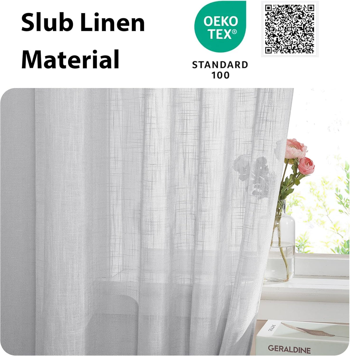 NICETOWN SidelightCurtains 72 Inches Long for Door Windows Linen Privacy Protect Light Filtering French Door Side Curtain Panels Bonus Adjustable Tie Back, 12x72 Inch Length, 1 Panel, Dark Grey