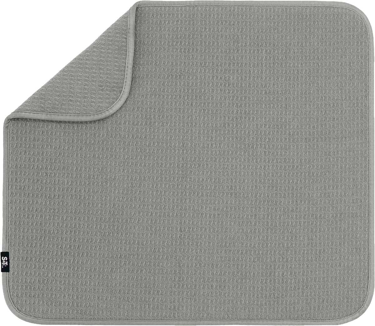 S&T INC. Dish Drying Mat, 16” x 18”, Absorbent Microfiber Kitchen Counter Mat, Dish Drying Pad for Dishes, Utensils, Pots and Pans, Large, Grey