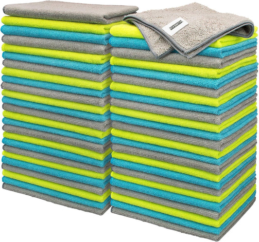 FIXSMITH Microfiber Cleaning Cloth - Pack of 50, Microfiber Towels for Cars 16 x 12 in, Highly Absorbent Cleaning Rags, Lint-Free, Streak-Free Cleaning Cloths for Car Kitchen Home Office