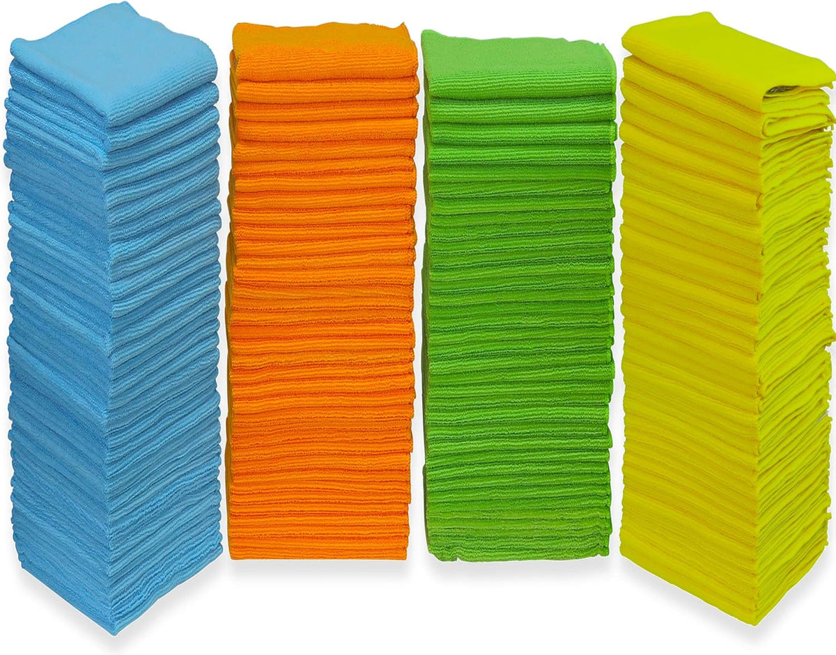 Simple Houseware Microfiber Cleaning Cloth 150 Pack, 12" x 16", 4 Colors