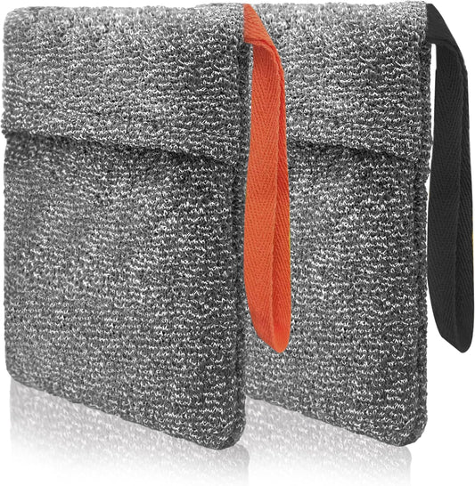 2 Pack Soap Bag Deep Roughness,Bar Soap Pouch Saver Pocket,Exfoliating Body Scrubber Shower Bath Sponge Loofah (Grey)